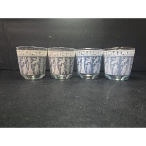 Jeanette Glass Corinthian Tumblers, Vtg Wedgewood Glasses, Set of 4 Flat Glasses
